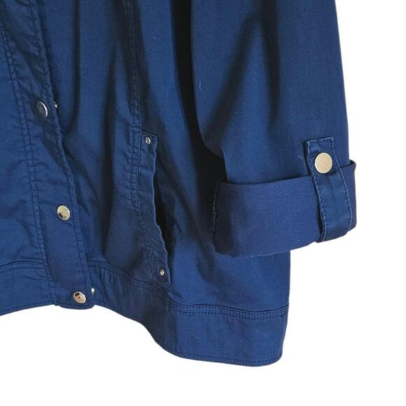 Chico's Twill Utility Jacket Zipper and Snaps Navy Women's Size 3 (XL) - Picture 4 of 9